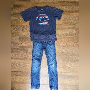 Quiksilver Navy Kids Tee with Wave Graphic